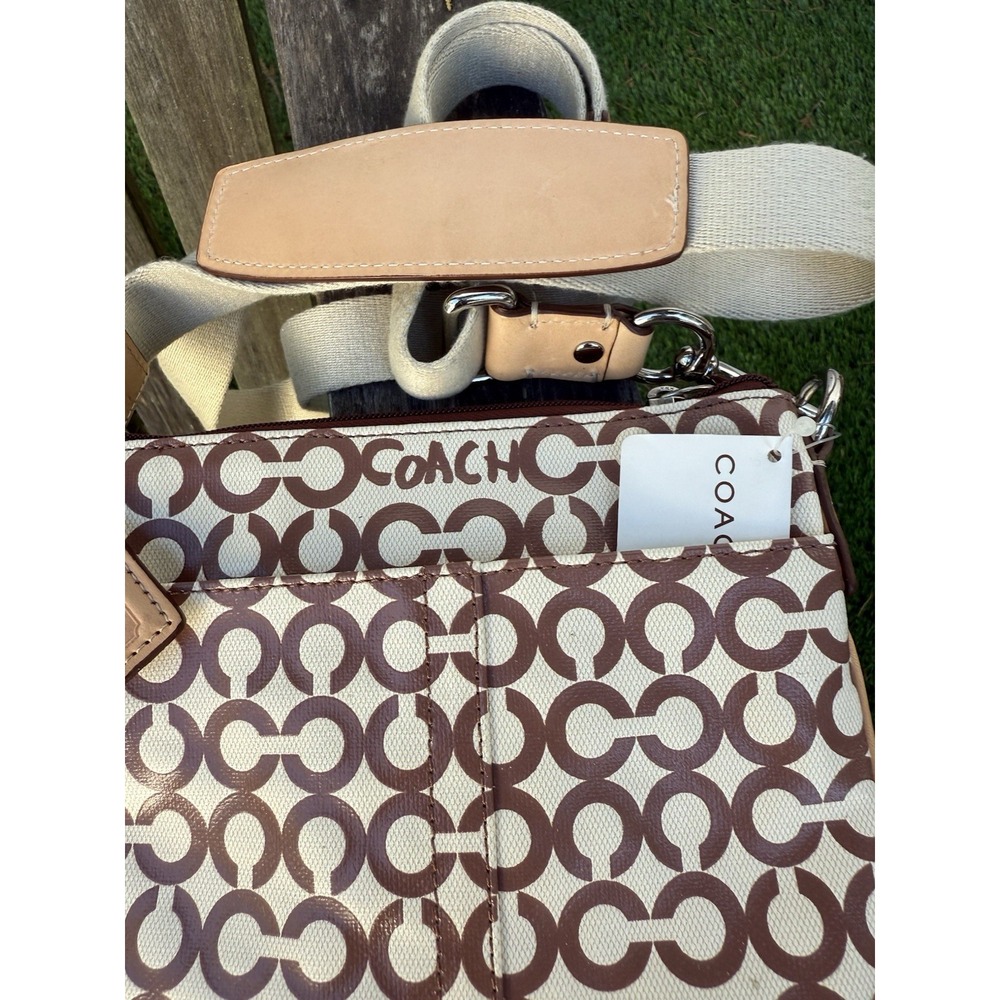 NWT Coach Brown Coated Canvas Leah‎ Op Art Swingpack 42420 S - Picture 4 of 13